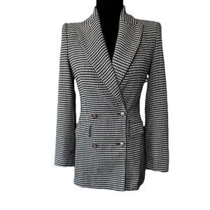 Zara Houndstooth Blazer XS Jacket Black White Business Career Academia Preppy